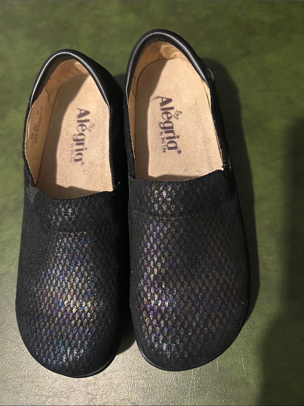 Alegria Black Iridescent Slip-On Comfort Shoes - Picture 2 of 9